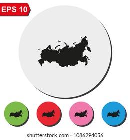 Russia detailed map flat round colorful vector icon.