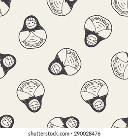 Russia doll doodle seamless pattern background