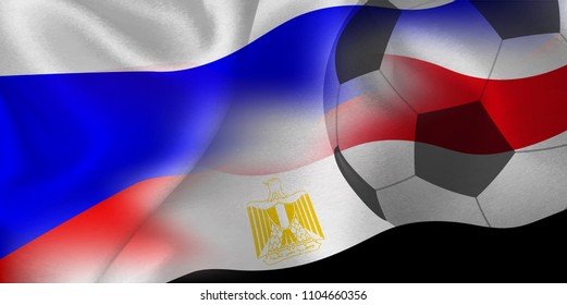 Russia Egypt national flag soccer ball