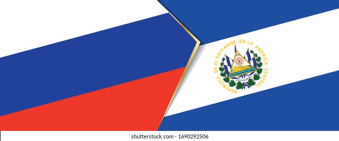 Russia and El Salvador flags, two vector flags symbol of relationship or confrontation.