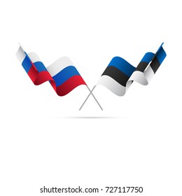 Russia and Estonia flags. Vector illustration.