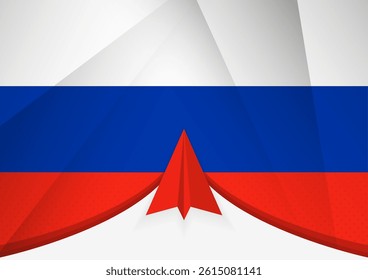 Russia Flag with Abstract Paper Airplane Design, National Flag in a geometric folded paper style. Vector illustration.