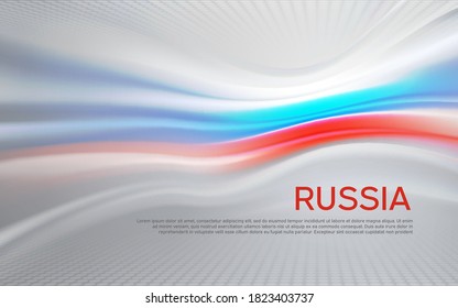 Russia flag background. Blurred pattern of light lines in the colors of the Russian flag, business booklet. State banner, russian poster, patriotic cover, flyer. Vector tricolor design