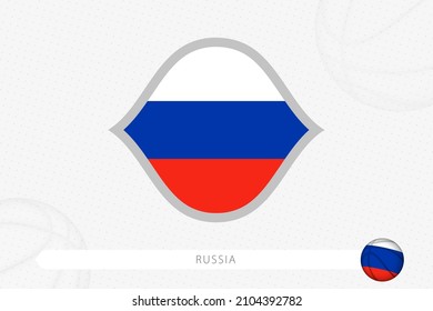 Russia flag for basketball competition on gray basketball background. Sports vector illustration.