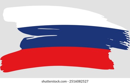 Russia flag brush paint texture. Grunge Russia flag. Russian emblem brush concept
