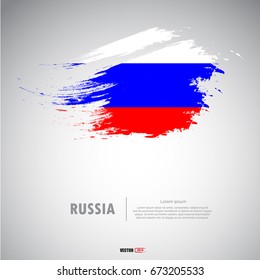 Russia flag with  brush stroke background vector