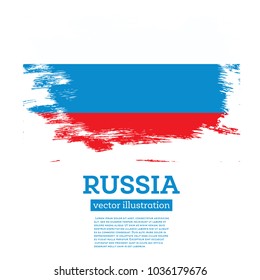 Russia Flag with Brush Strokes. Vector Illustration.