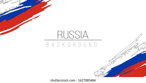 Russia flag brush style background with stripes. Stock vector illustration isolated on white background.