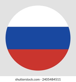 Russia flag. Button flag icon. Standard color. Circle icon flag. Computer illustration. Digital illustration. Vector illustration.