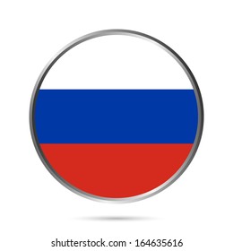 Russia flag button on a white background. The colors of the original. Vector illustration.