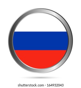 Russia flag button on a white background. The colors of the original. Vector illustration.