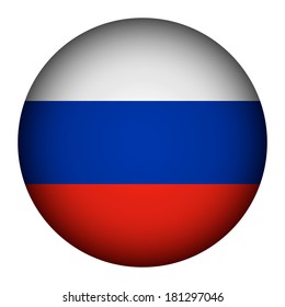 Russia flag button on a white background. The colors of the original. Vector illustration.