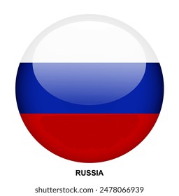 RUSSIA flag button on white background