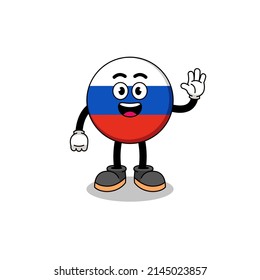 russia flag cartoon doing wave hand gesture , character design