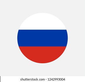 Russia flag in circle shape in national colors, vector. Russia flag, official colors and proportion correctly. National Russia flag. Flat vector illustration. EPS10.