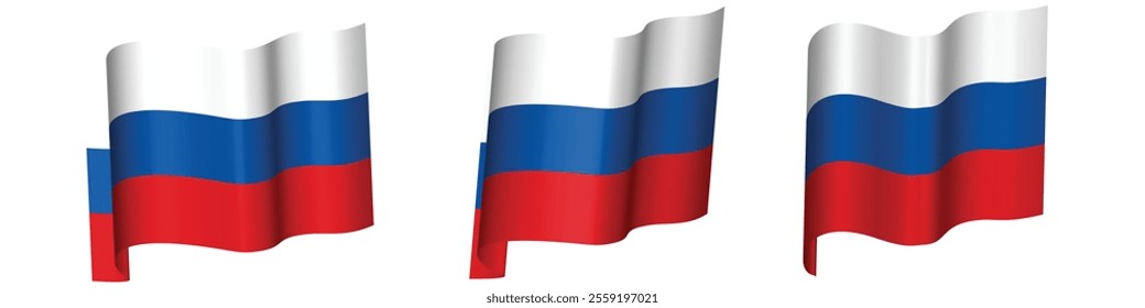 Russia Flag Collection. Vector Illustrations.