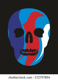 Russia flag color birds and skull graphic design vector art