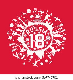 Russia Flag color soccer ball graphic design vector art