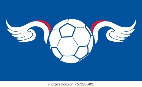 Russia flag color soccer ball and wings graphic design vector art