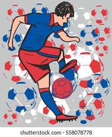 Russia flag color and soccer player graphic design vector art