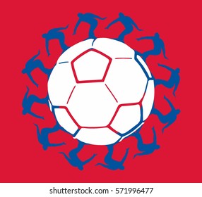 Russia flag color surfer and soccer ball graphic design vector art