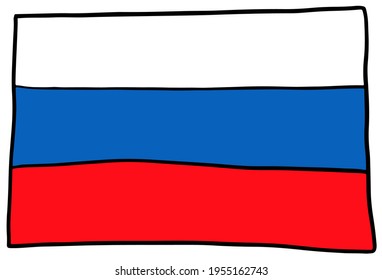 Russia flag Doodle Hand drawing sketch simple vector illustration 