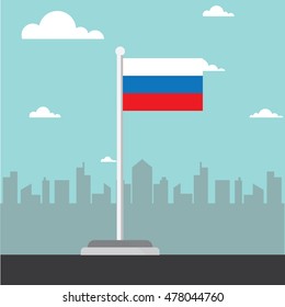 Russia Flag Flat Design Vector