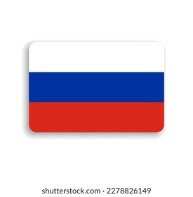 Russia flag - flat vector rectangle with rounded corners and dropped shadow.