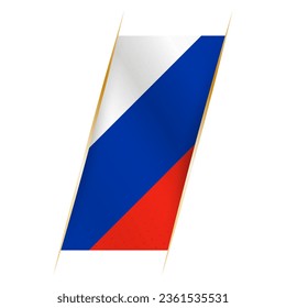 Russia flag in the form of a banner with waving effect and shadow. Modern vector design.