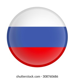 Russia Flag Glossy Button - Vector