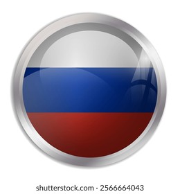 Russia flag - glossy circle button displays a colorful flag representing a country cultural identity and heritage. The essence of national pride and unity.