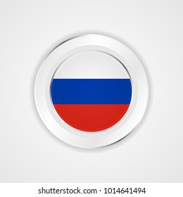 Russia flag in glossy vector icon.