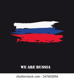 Russia Flag Hand Drawn With Text We Are Russia