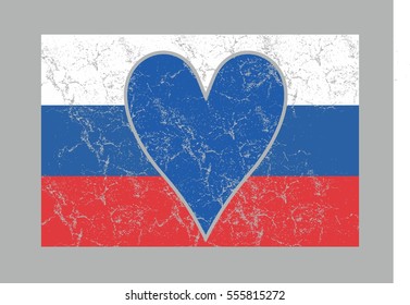 Russia flag and heart graphic design vector art