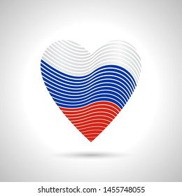 Russia flag, heart, I love Russia, vector illustration
