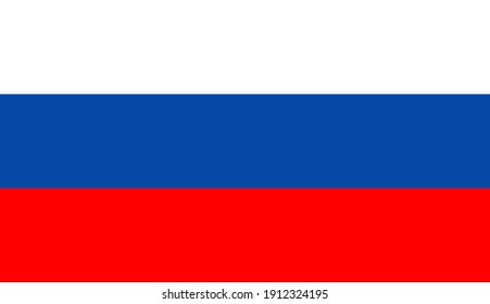 Russia Flag. Icon Of Russian Federation. Button Of Russia And Moscow. Illustration Of Official Flag Isolated. Symbol Of Ru. Emblem For Geography Of Country, History, Patriotism. Europe, Asia. Vector.