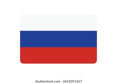 Bandeira da Rússia. Ícone da federação russa. Botão da Rússia e Moscou. Ilustração isolada da bandeira oficial. Símbolo de ru. Emblema para a geografia do país, história, patriotismo. Europa, Ásia. Vetor