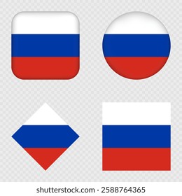Russia Flag Icons Pack. Vector illustration.