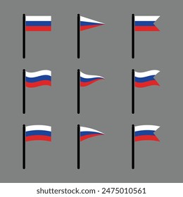 russia flag icons with pole symbol vector illustration