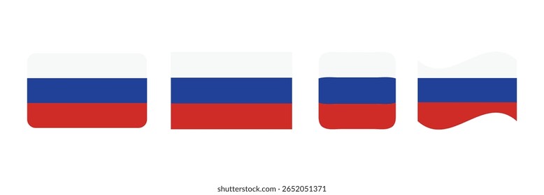 Russia flag icons set, Russian federation national flag symbols