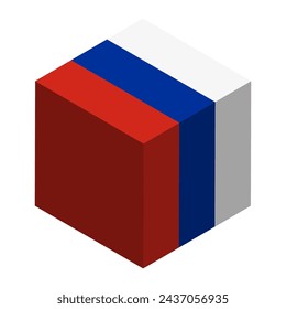 Russia flag - isometric 3D cube isolated on white background. Vector object.