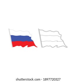 Russia flag lapel pin vector illustration.