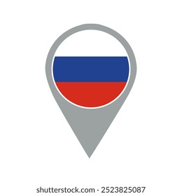 russia flag location pin, aplicación de flag, Flag on Locación Pin, Diseño gráfico, puntero de mapa, Ilustración vectorial.