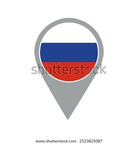russia flag location pin, flag application, Flag on Location Pin, graphic design, map pointer, vector illustration.