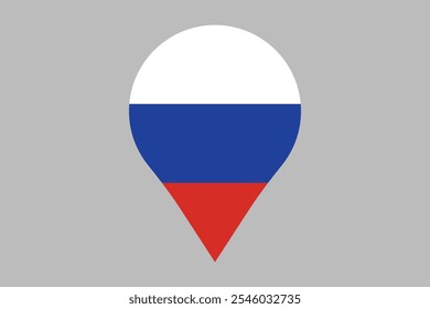 Russia flag with location sign, Flag of Russia national country symbol illustration Vector, Rectangle Russia flag illustration, Flat vector illustration
