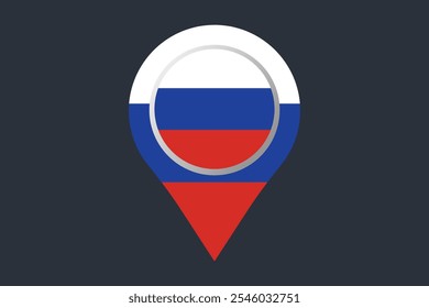 Russia flag with location sign, Flag of Russia national country symbol illustration Vector, Rectangle Russia flag illustration, Flat vector illustration
