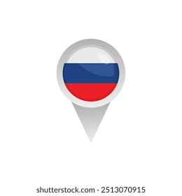 Russia Flag And Location Sign Vector Design.