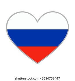 Russia flag. Russia love flag. Russia flag in heart shape. Love symbol. Vector illustration.

