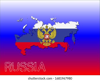Russia flag and map on flag background vector illustration	