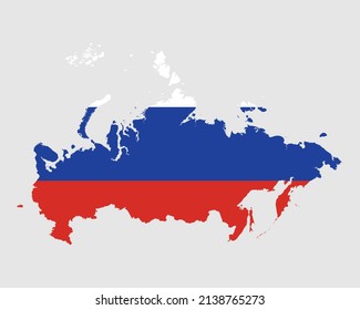 Russia Flag Map. Map of the Russian Federation with the Russian country banner. Vector Illustration.